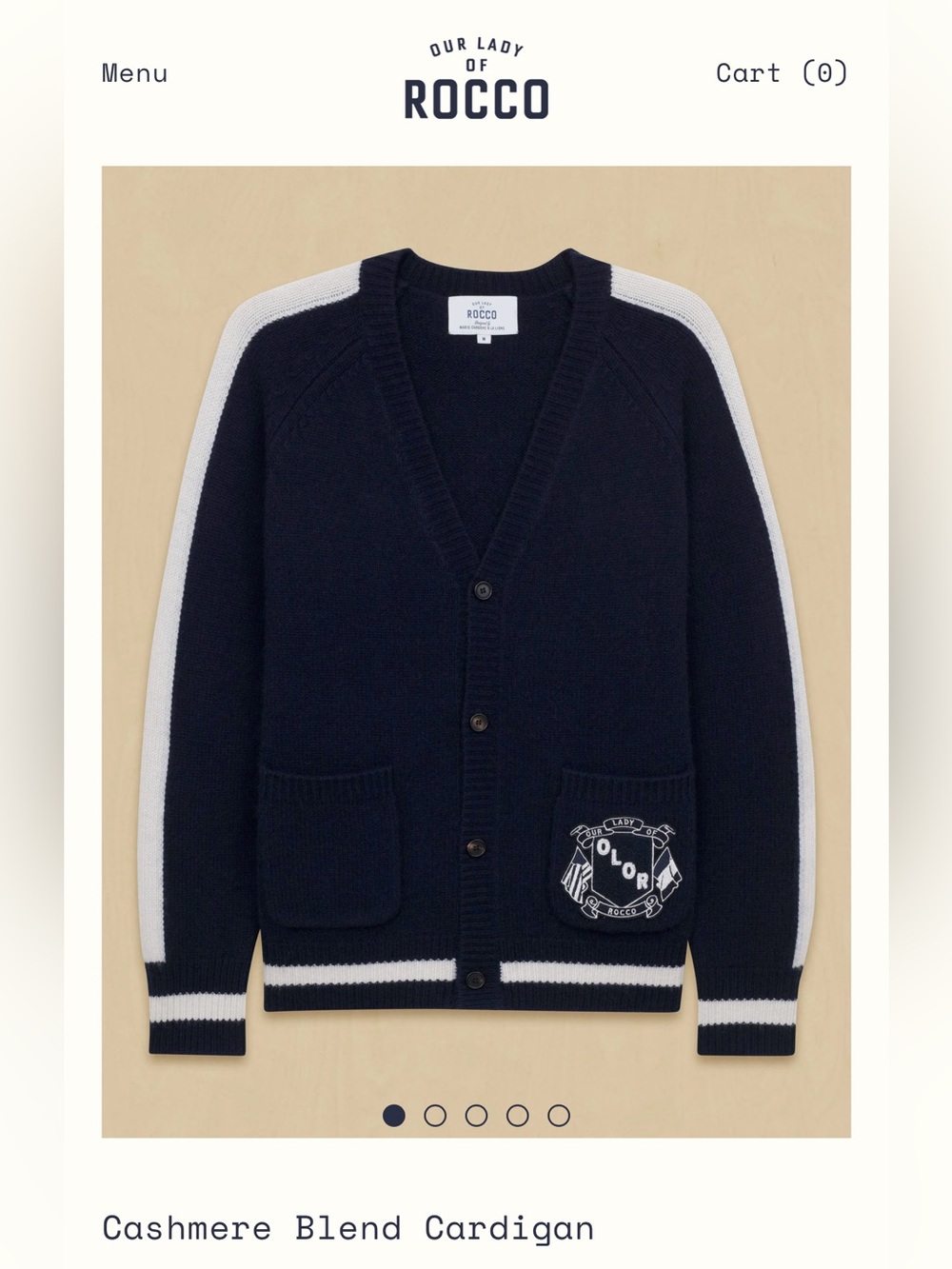 OUR LADY OF ROCCO Navy & White Cashmere Blend Cardigan Carbone XXL NWT oversized